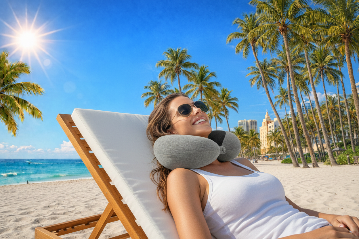 Miami strand met nekkussen